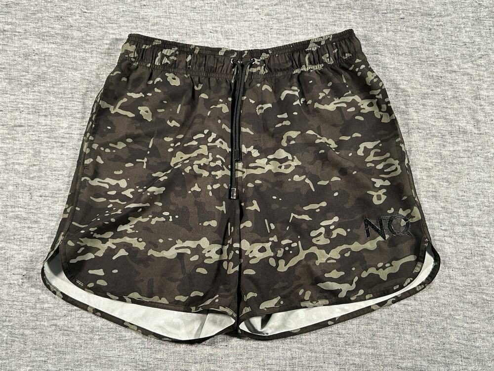 NFQ Athletic Shorts Mens Medium 5" Camo Stretch Tactical Hardcore Fitness